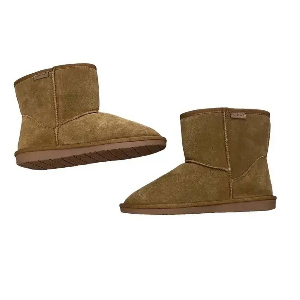 Minnetonka Women's Olympia Brown Suede Cozy Warm Fur Lined Bootie Mini Size‎ 6 M